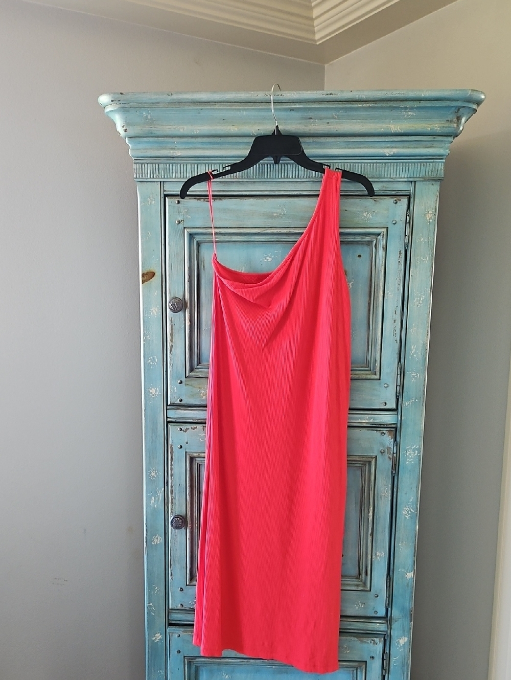 One-Shoulder Pink Slip Dress